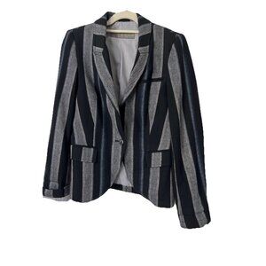 Women's Zara Basic Striped Blazer  SZ M Cardigan Preppy‎ School Girl Lightweight